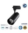 GloboStar® LUGANO 60815 Μονοφασικό Φωτιστικό Σποτ Ράγας LED 30W 3900lm 36° Acrylic HQ LENS AC 220-240V IP20 Φ7.5 x Υ22.7cm Ψυχρό Λευκό 6000K - EUROTRACK® System 1L+1N - Μαύρο - Bridgelux Chip - TÜV Certified Driver - 5 Χρόνια Εγγύηση
